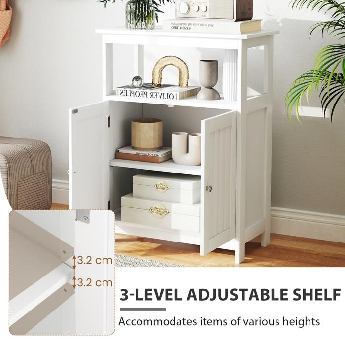 LIFEZEAL Meuble Colonne Salle De Bain Blanc – Rangement 4 Niveaux + Tiroir, Compact 35,5x30,5x88 Cm