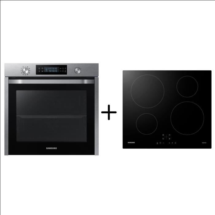 SAMSUNG NV75K5571RS Four Multifonction - Pyrolyse - Inox + NZ64M3NM1BB/UR Plaque de cuisson induction - 4 zones - Pack encastrable
