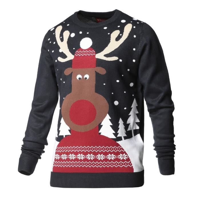MERRY CHRISTMAS Pull de Noël Bleu Marine Homme