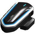 Intercom Moto Bluetooth 4.1, Kit Oreillette Bluetooth Casque Moto Interphone portable Main Libre - Bleu noir-0