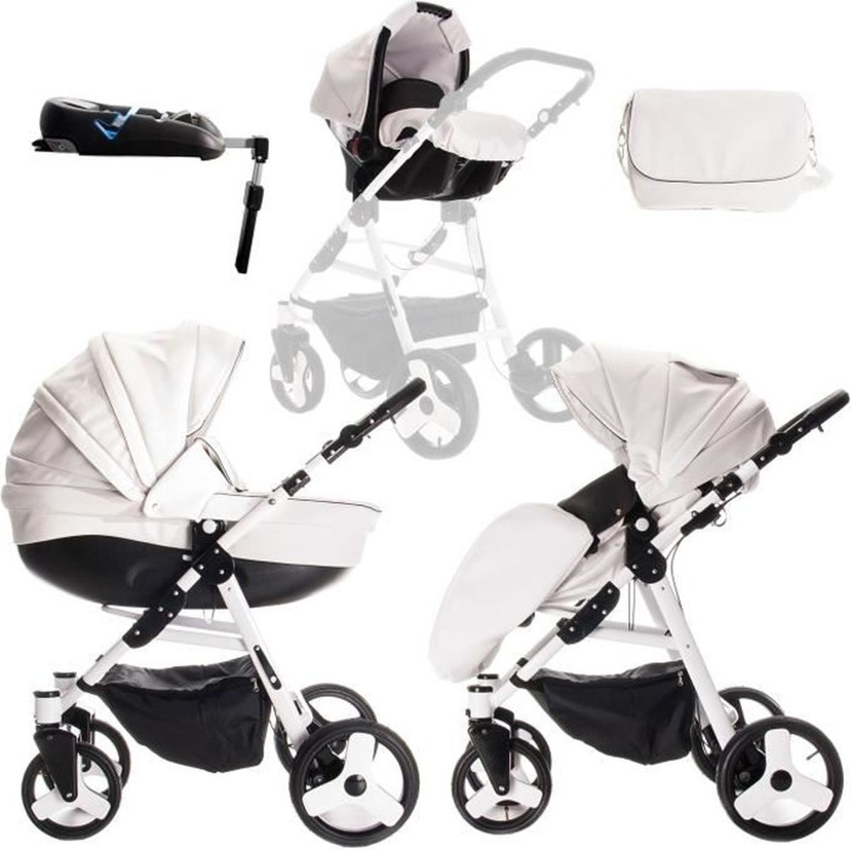 Poussette Black And White Isofix Free Shipping Available