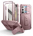 Dexnor Coque pour Samsung Galaxy S24 Plus【Double Cadre Avant et Support】 avec CaméRa Coulissante Intégrée & Protecteur d'écran,