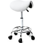 ALIGHTUP Tabouret à roulettes de Travail, Hauteur réglable pour Similicuir et Acier chromé , Blanc