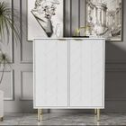 ModernLuxe Buffet haut - pour salon - pieds et poignées en plaqué or - motif floral - 6 compartiments - 75x40x90cm - blanc