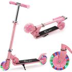 Trottinette Enfant 2 Roues Pliable avec LED - PIMPIMSKY - Rose - Hauteur Ajustable - Charge Max 50kg
