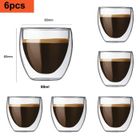 WOSHITE Tasse à café/Expresso - Verre - Set de 6 - 80ml - Double paroi - Contemporain