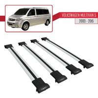 Compatible avec Volkswagen Multivan (T5) 2003-2015 Barres de Toit FLY Modèle Railing Porte-Bagages de voiture 4 BARRAS GRIS