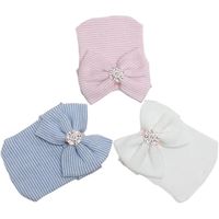 3 Pièces Bébé Turban Bonnets de Naissance Chapeaux Nœuds Papillons Mignon Elastique Enfant Casquettes Bonnets pour Bébé Fille Garçon