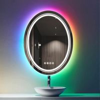 LUVODI Miroir de Salle Bain Lumineux LED Oval RGB Miroir Mural Multicolore Anti buee 9 Mode d'Eclairage 60 x 80 cm