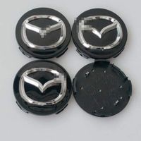 Auto 4 pièces 56mm,Cache-moyeux Alliage Couverture Centrale de Moyeu Badge emblème Capuchon de Moyeu, pour Mazda 3 5 6 CX-9 RX8 MX5