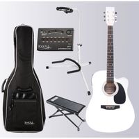 Classic Cantabile WS-10WH-CE guitare classique blanche avec pickup set avec accessoires
