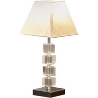 HOMCOM Lampe en cristal - lampe de table design contemporain - Ø 20 x 47H cm - abat-jour polyester blanc beige