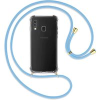 Coque Samsung Galaxy A40 5.9" Transparent Corde Bleu Portable Cordon Réglable Pratique Collier Mode Cha ne Cou Résistant Au A
