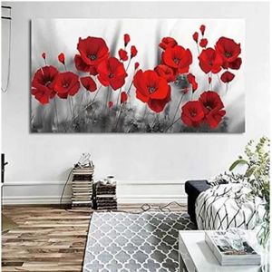 Cadre Photo Tulup 40x60cm MDF Décor Coquelicot Rouge - Tableau Moderne Pour Salon