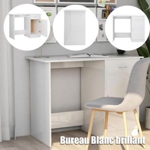 BUREAU  Bureau Blanc brillant - VGEBY - HB801086 - 100 x 50 x 76 cm - Avec tiroir et porte