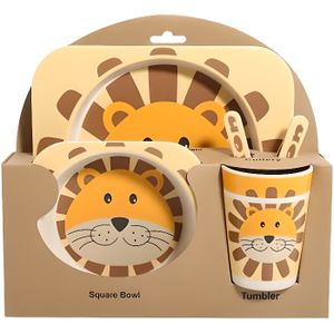 Set de table 5 pi/èces en bambou pour enfant passe au lave-vaisselle 100/ /% fibre de bambou respectueux de lenvironnement motif girafe