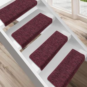 Festnight Tapis dEscalier Marchettes dEscalier Antid/érapant 15 pcs Rouge Bordeaux