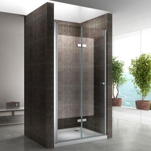 PAROI PORTE DE DOUCHE PLIANTES PVC NICHE OUVERTURE LATERALE PORTE UNIQUE 80 CM 