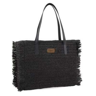 Sac De Plage XXL En Maille Yeelan Avec Fermeture Éclair - Grand Sac Shopping Noir 38 Litres