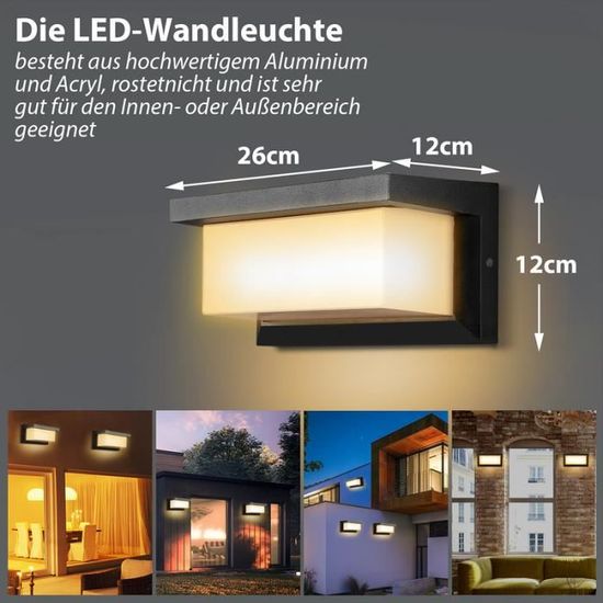 Einfeben - Applique Murale LED 18W capteur LED IP65 éclairage extérieur  avec détecteur de mouvement patios jardins blanc froid - Appliques - Rue du  Commerce