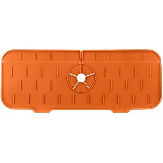 Protège-évier En Silicone Anti-éclaboussures - 61 X 14 Cm, Résistant à La Chaleur 220°C | Contour Robinet Avec Rebord Et écoulement Intégré
