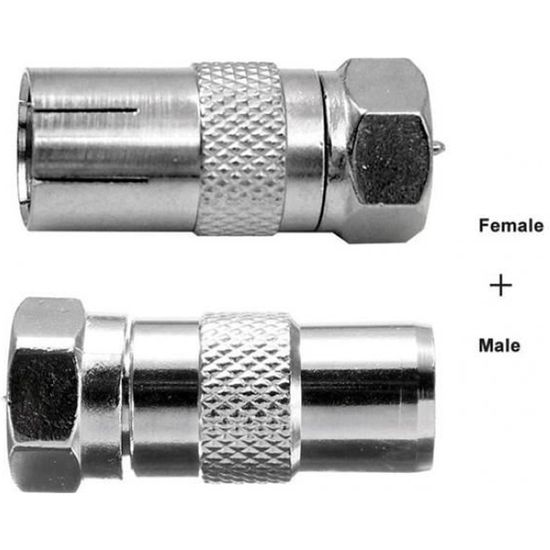 4 Connecteurs Antenne TV F Femelle Vers TV Femelle - Adaptateur Coaxial Nickelé 75 Ohm Pour Satellite/Modem