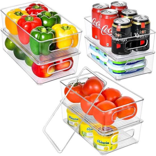 Organisateur Frigo Lot de 6, Transparent Empilable Boite Rangement Frigo  sans BPA pour Cuisine, Réfrigérateur, Cosmétiques - Cdiscount Maison