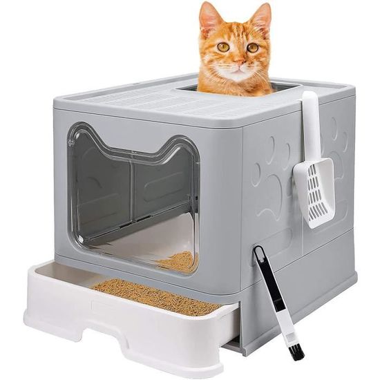 Bac à Litière avec Couvercle pour Chat (Grise, 51 x 41 x 38 cm) Cdiscount Bac à Litière avec Couvercle pour Chat (Grise, 51 x 41 x 38 cm) Cdiscount