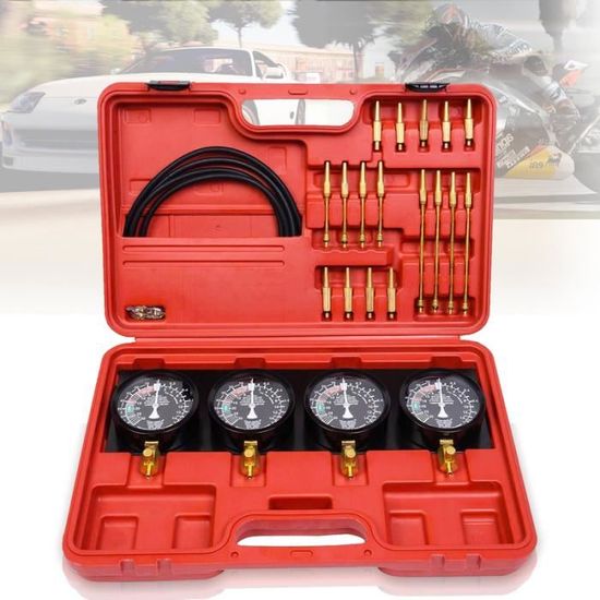 Kit Synchronisation Carburateur VEVOR - 4 Dépressionnètres Avec Adaptateurs Pour Moto/Voiture