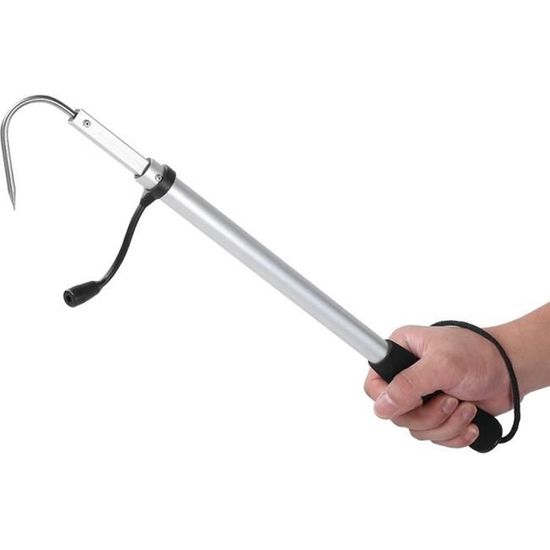 Gaffe Télescopique KOMCLUB – Aluminium 140-200 Cm – Crochet Lumineux – Poignée Antidérapante – Pour Bateau Et Pêche