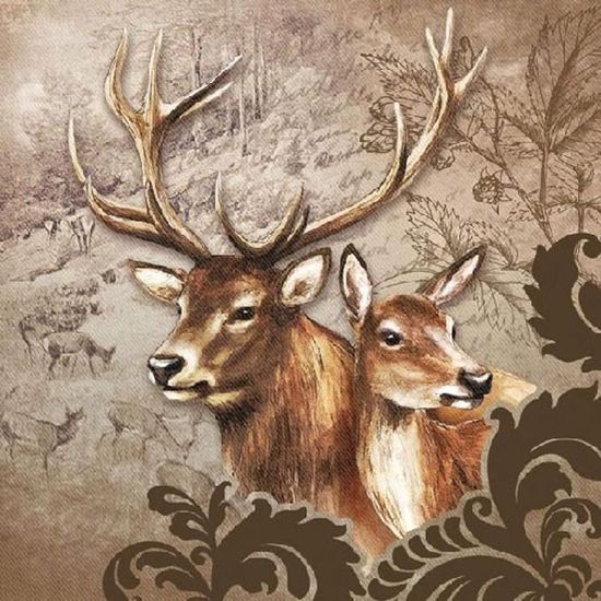 Serviettes De Table En Papier – Motif Cerf Doré – Lot De 20 – 33x33 Cm – Triple épaisseur – Éco-responsable