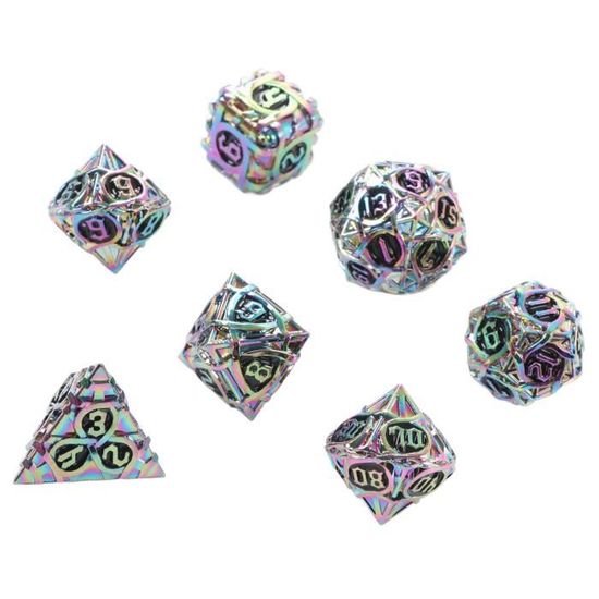 DollaTek 7PCS Jeu De Dés Polyédriques En Métal Avec Sac De Rangement - 11