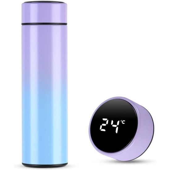 Gourde Isotherme Thermos 500ml Acier Inoxydable Avec Affichage Température - Bleu