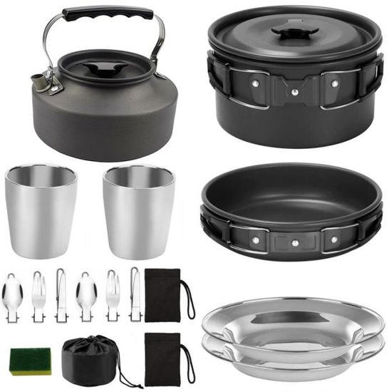 Bo-Camp 12 pcs. set de vaisselle Halo mélamine gris et