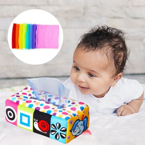 Mxzzand jouet sensoriel pour bébé Boîte à mouchoirs pour bébé