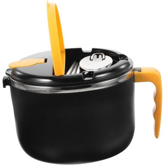 Bol à Ramen En Acier Inoxydable - 1,2L Avec Couvercle Et Cuillère - Style Japonais