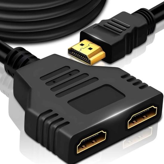 Répartiteur HDMI 1 Entrée 2 Sorties 4K - Duplication D'écran Pour PS4, Xbox, TV, Projecteur