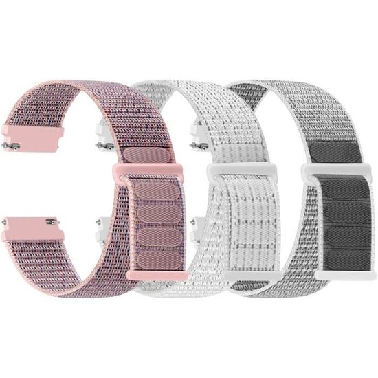 Lot 3 Bracelets Nylon Respirants 16/20/22mm – Confort Sport Pour Montres Connectées Samsung, Garmin, LG