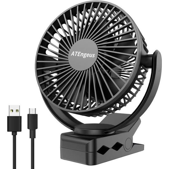 Petit Ventilateur Portable USB Pince 8" Avec Batterie 10000 MAh - ATEngeus Tf28D
