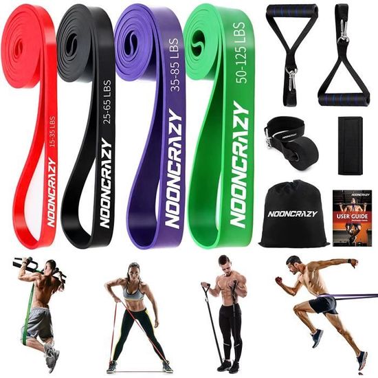 Set De 5 Bandes De Résistance Élastique Avec Ancrage De Porte - Niveaux Progressifs Pour Pilates, Yoga, Fitness