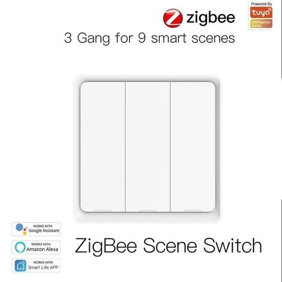 Interrupteur Intelligent MOES ZigBee - Bouton Rotatif Sans Fil - Contrôle Par APP Smart Life - Garantie 2 Ans