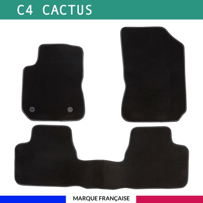 Tapis de voiture - Sur Mesure pour C4 CACTUS (dès 2014) - 3 pièces - Tapis de sol antidérapant pour automobile