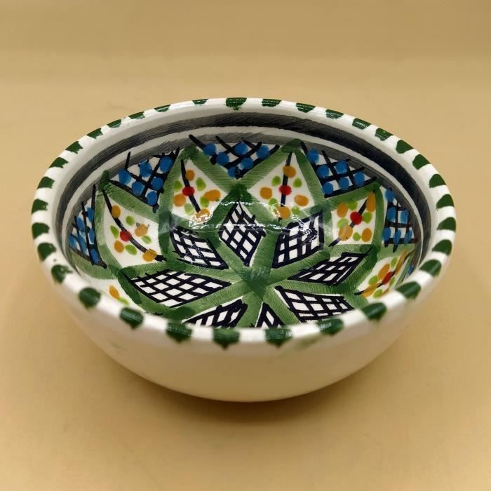 Coloré Grande tunisien bol en céramique fait main et peinte 32 cm