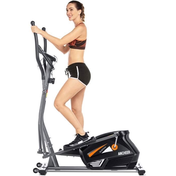 ANCHEER Vélo Elliptique Fitness d'Appartement Cross Trainer avec 10 Niveaux de résistance/APP/PorteTablette/Fréquence Cardiaque Gris