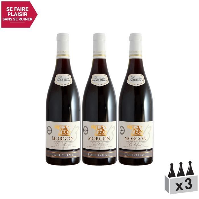 Morgon Les Charmes La Louve Rouge 2015 - Lot de 3x75cl - Domaine Gérard Brisson - Vin AOC Rouge du Beaujolais - Cépage Gamay