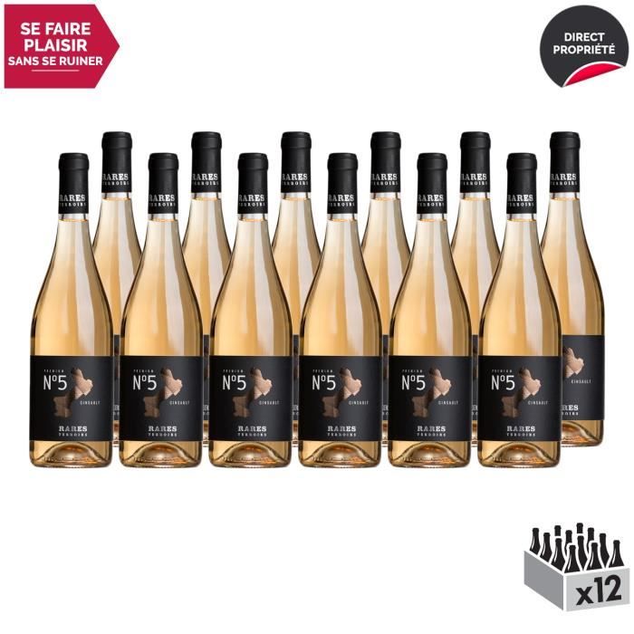 Pays d'Oc N°5 Cinsault Rosé 2019 - Lot de 12x75cl - Rares Terroirs - Vin IGP Rosé du Languedoc - Roussillon - Cépage Cinsault