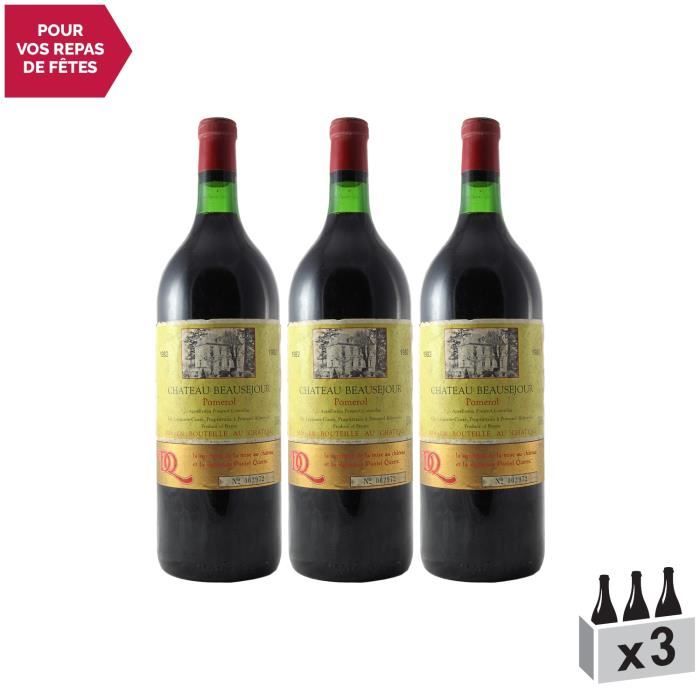 Château Beauséjour Saint-Emilion Grand Cru MAGNUM Rouge 1982 - Lot de 3x150cl - Vin AOC Rouge de Bordeaux - Cépages Merlot,