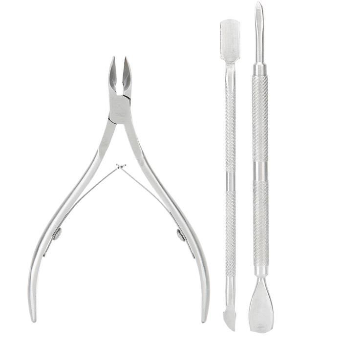 CHI ◘ 3pcs pinces à cuticules en acier inoxydable enlèvement de la peau morte ensemble d'outils de manucure en acier