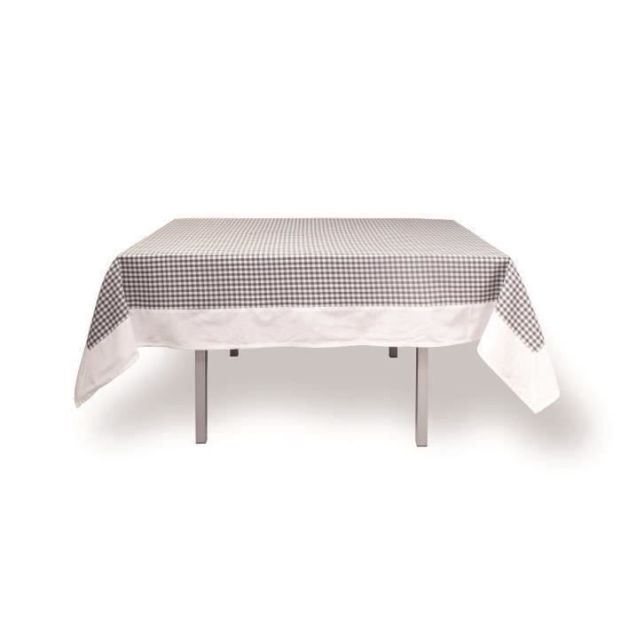 SOLEIL D'OCRE Nappe de table rectangulaire Vichy 140x240 cm gris