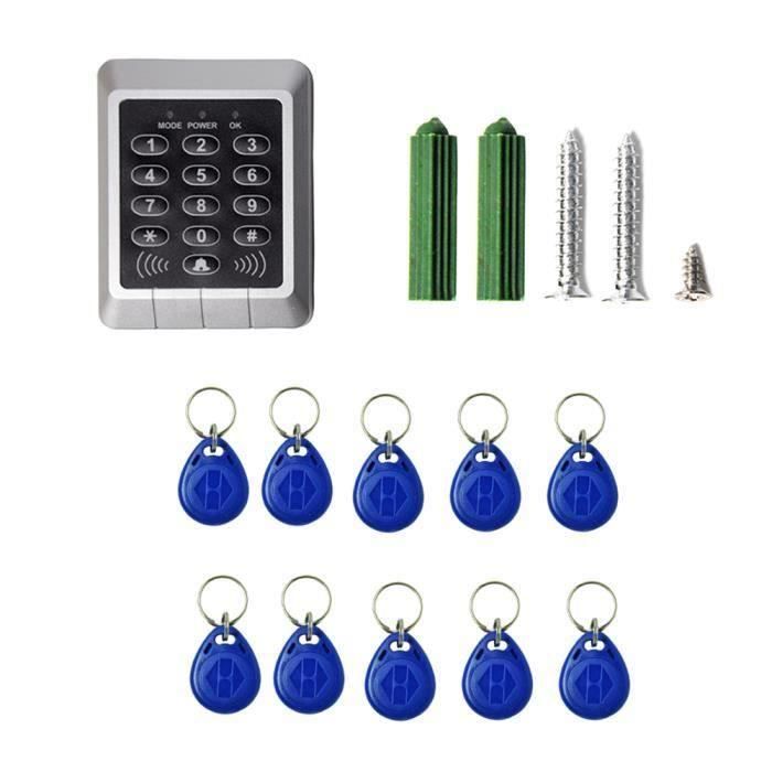 Porte Digicode Clavier RFID Lecteur Proximité Sécurité Maison Porte Serrure Système Contrôle d'Accès +10 Pcs Clés